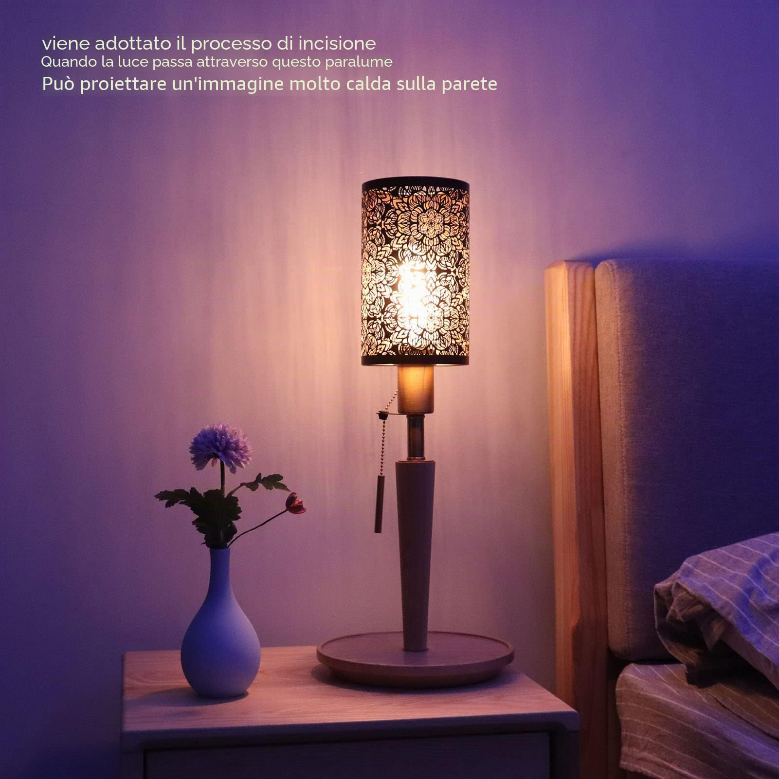 Fyearfly Nero Paralumi in Metallo, Paralume Cilindrico con Motivo Floreale per Lampada da Tavolo, Lampada da Terra e Lampada a Sospensione (7,9 x 4,7 x 4,7 Pollici)