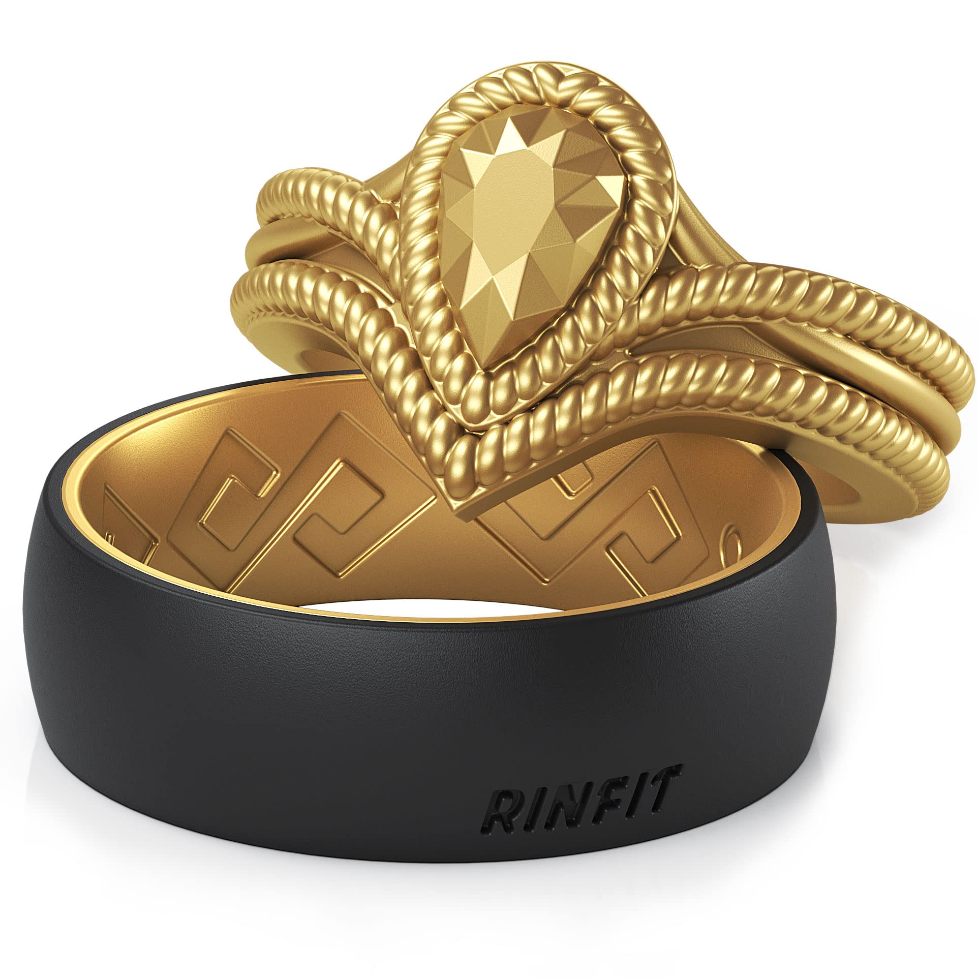 Rinfit Matching Silicone Rings for Couples - Silicone Wedding Bands Sets for Him and Her - His and Hers Ring - Patented Design