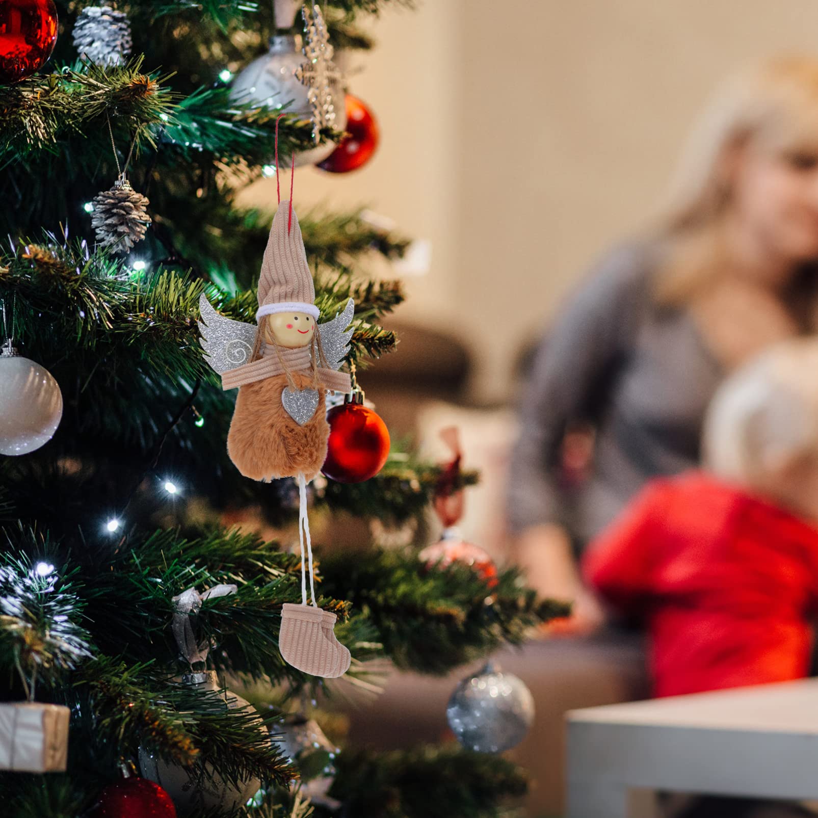PRETYZOOM 4 Juegos Colgante Ángel De Navidad Batería De Luces De Hadas Adornos Muñecos Navideños Christmas Tree Decoración del Árbol De Navidad Colgante De Árbol De Navidad 6 Piezas * 4