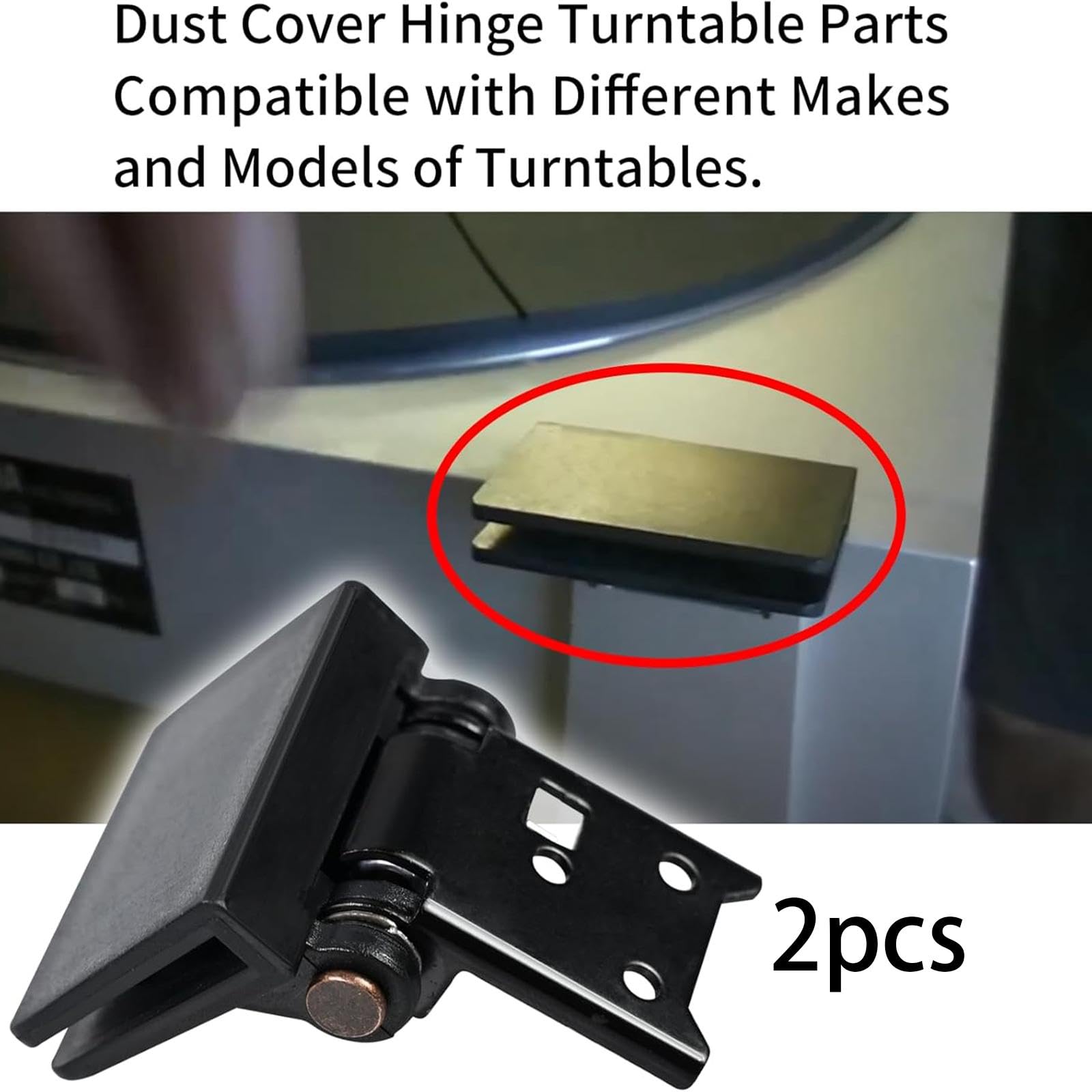 2 Stück Scharniere für Staubschutzhauben - Plattenspieler Zubehör, 4.3cm, Metall & Kunststoff - Passend für Verschiedene Vinyl-Schallplattenspieler