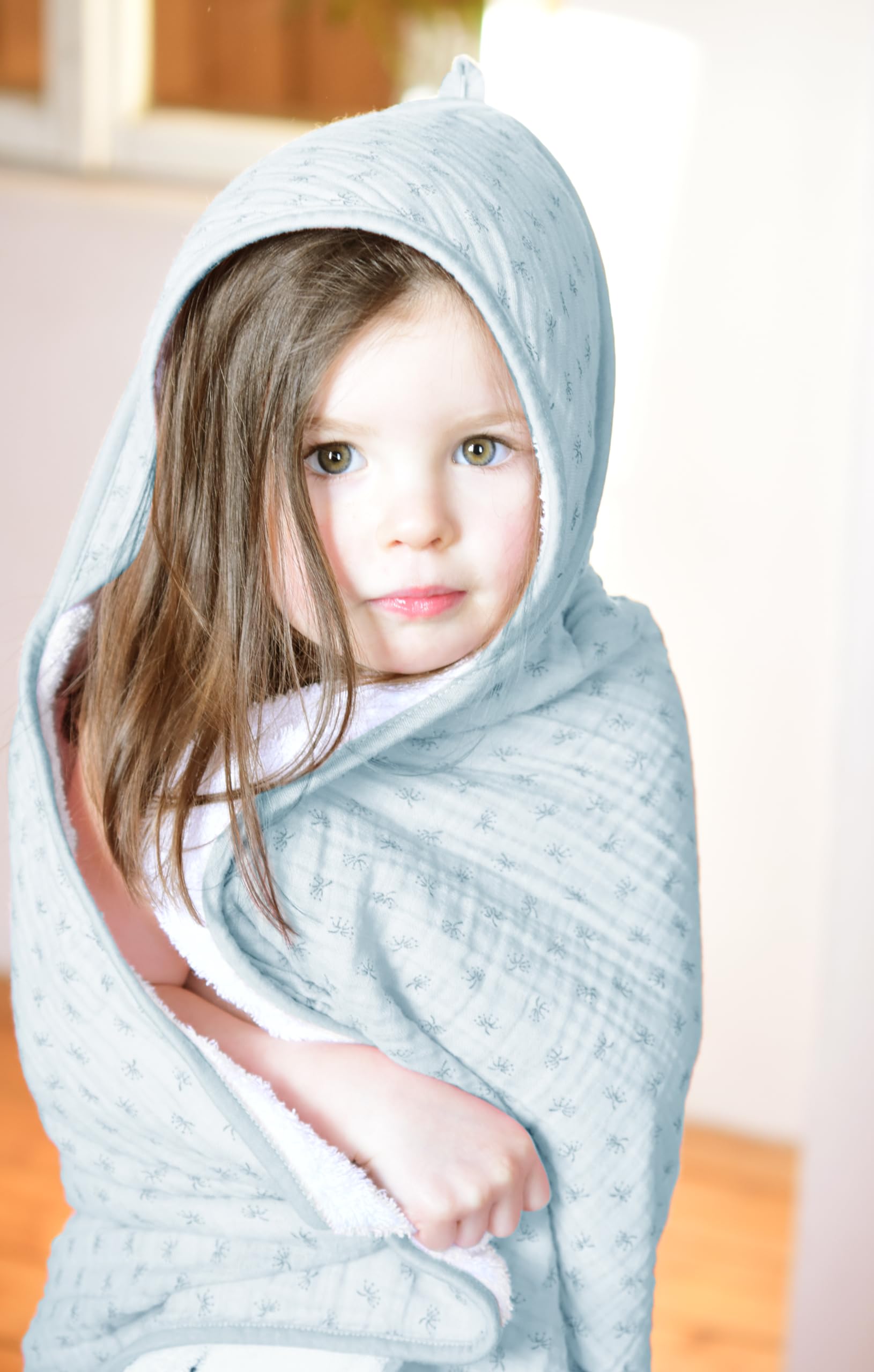 roba Lil Planet Organic Baby Hooded Towel 80 x 80 cm - Bath Robe 100% Cotton - Oeko-TEX and GOTS Certified - Sky Blue - Image 3