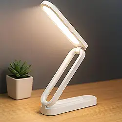 Luminária Dobrável LED Recarregável USB – Luz Branco e Amarelo, Ideal para Estudos, Leitura e Escritório e Trabalho - Compacta - BRANCO