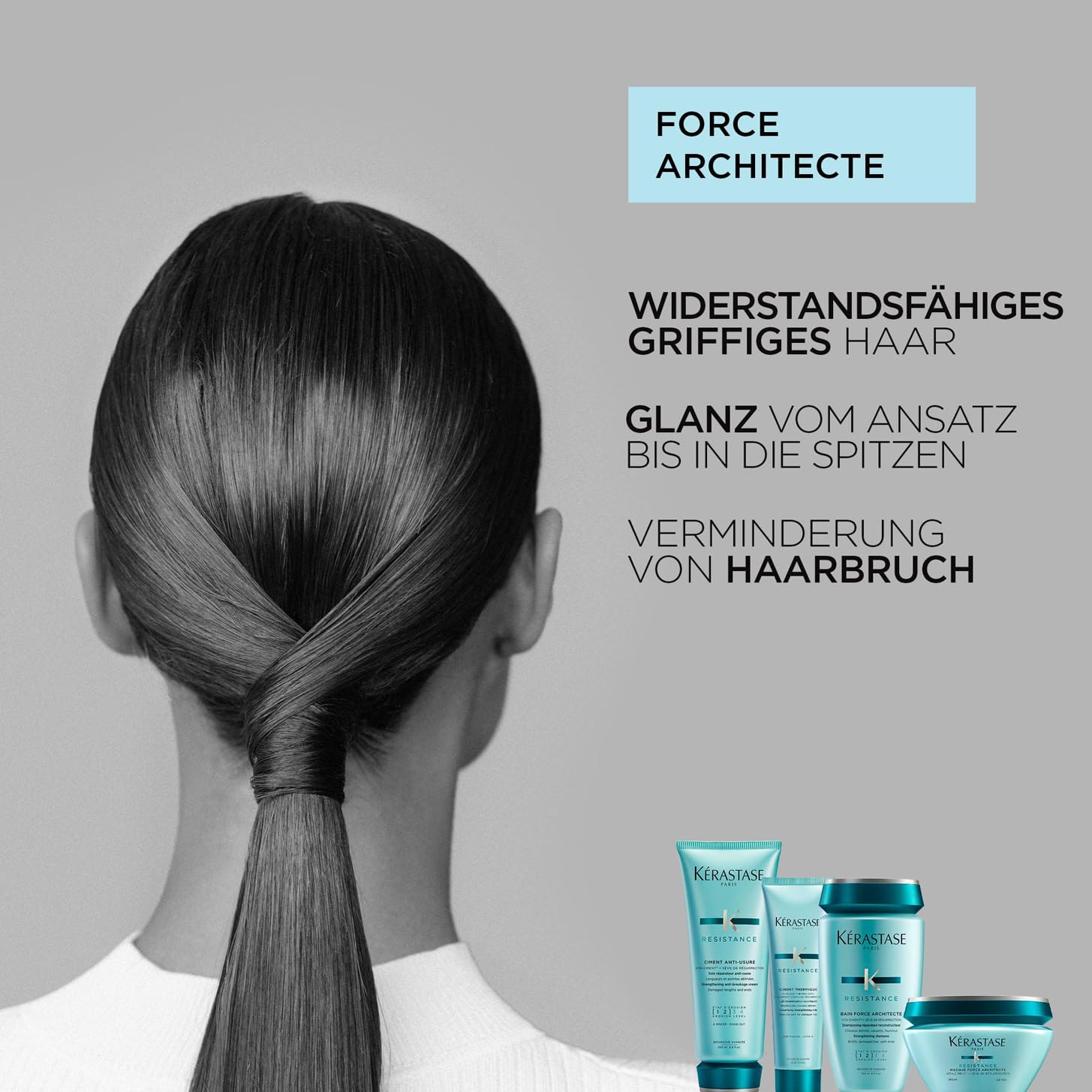 Kérastase, Résistance, Pflegeroutine mit Shampoo, Haarmaske und gratis Hitzeschutz als Probiergröße (50ml), Für geschädigtes und strapaziertes Haar, Aufbauend und stärkend