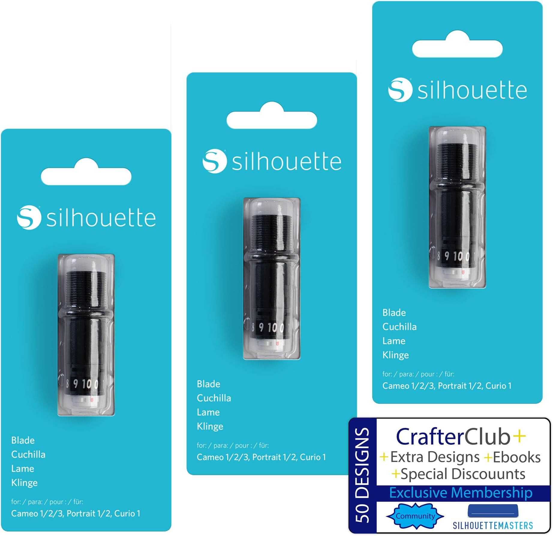 Silhouette Replacement Blades 3-Pack for Silhouette Cutting Machines, Die Cut Machine Blades for Vinyl, Fabric, Paper