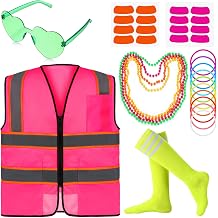 Skicuff Neon Outfit Neon Costume Accessories Reflective Vest Sunglasses Necklace Bracelet for Glow Party Football Game