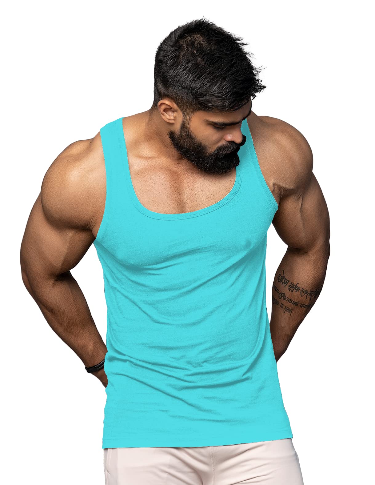 juari be a gentleman Sleeveless Gym Vest for Men Blue-picture-25