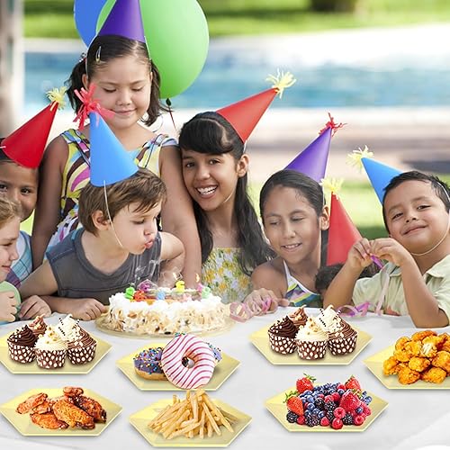 Miniatura 7 de 30 platos de papel desechables, platos de ensalada amarillos hexagonales de 8 pulgadas, platos de papel de postre 100% biodegradables para