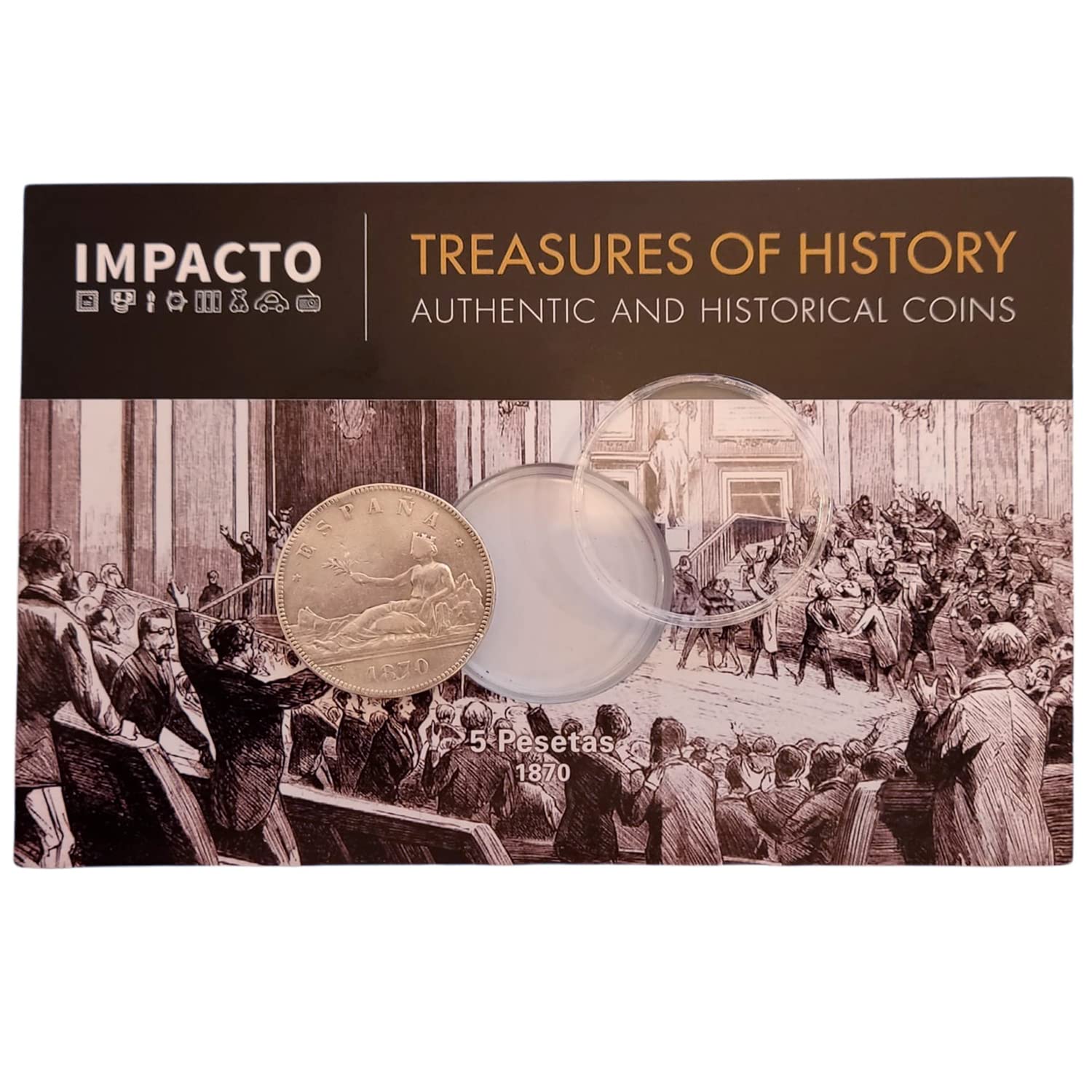 IMPACTO COLECCIONABLES Monedas Españolas - 5 Pesetas de la República (1870). Los Duros de Plata