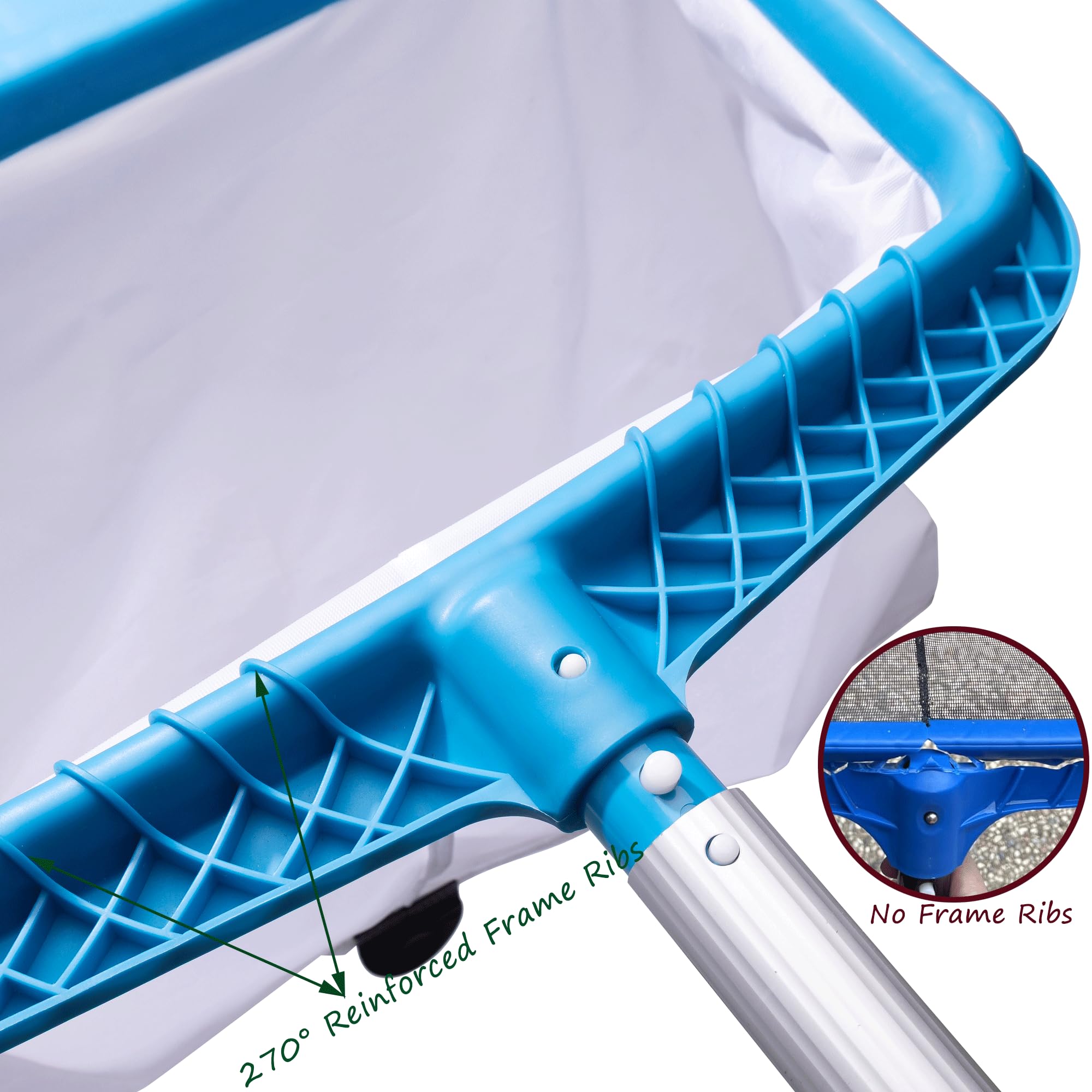 Professional Pool Bottom Skimmer Net for Cleaning Pollen Bugs, Ultra Fine Mesh Leaf Rake with Sturdy Plastic Frame — view 5