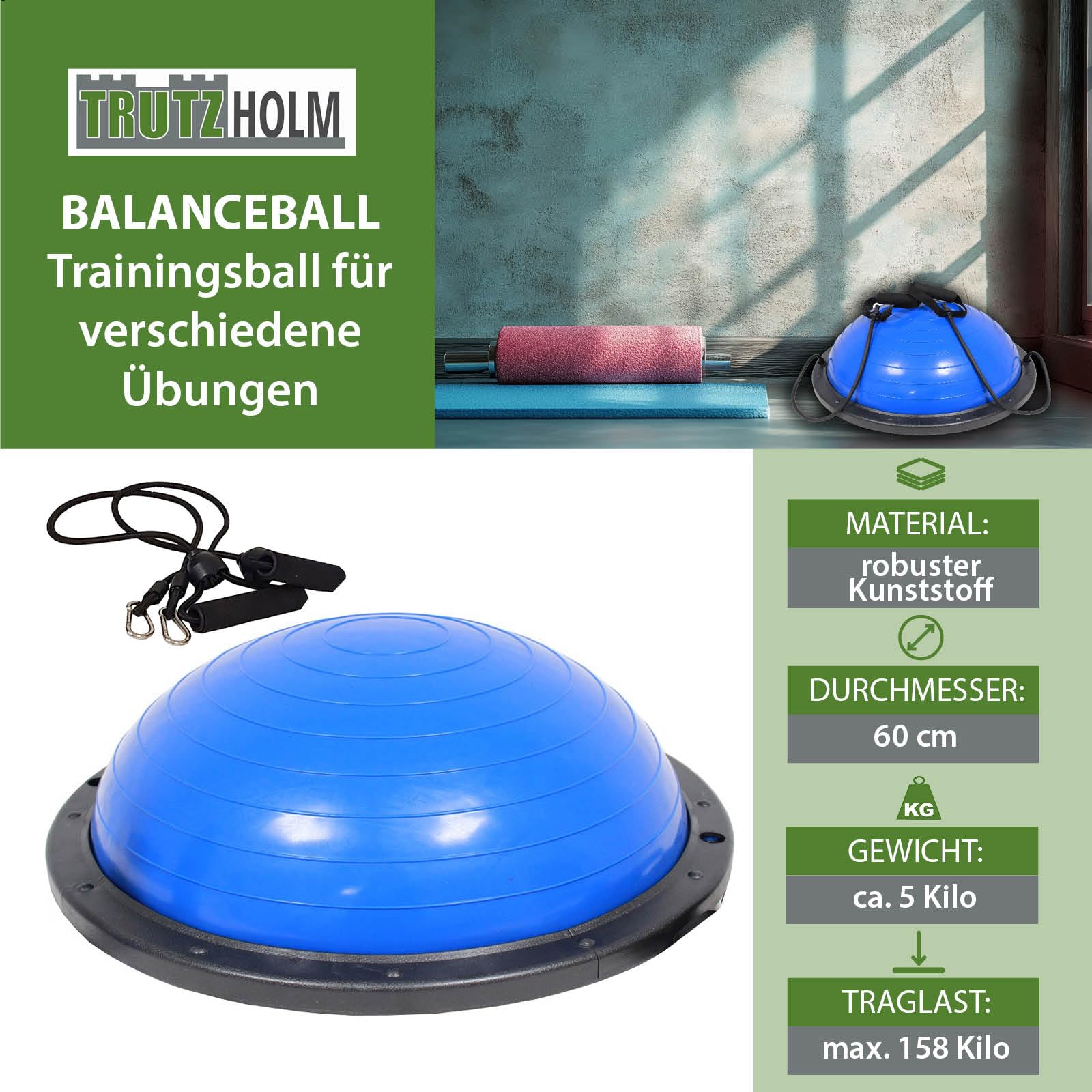 Balancetrainer Yoga Gymnastik Balance Half Ball Trainingsball Farbe nach Auswahl