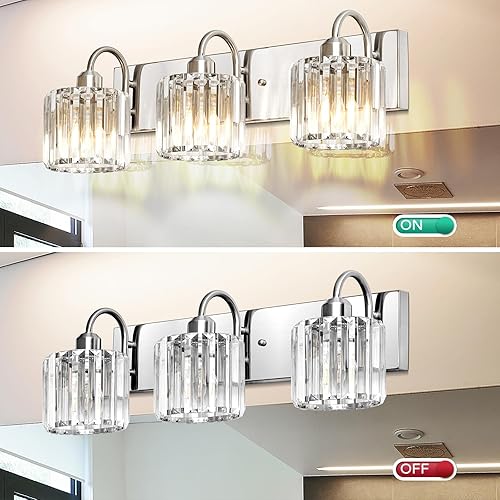 Miniatura 4 de Lámparas de tocador de níquel cepillado de 3 luces para baño sobre espejo