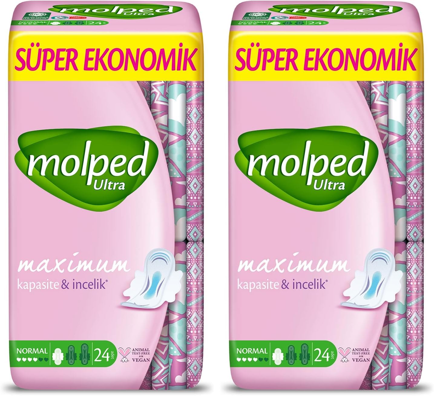 Molped Ultra Hijyenik Ped Anatomik Normal Süper Ekonomik 24 Adet 2li paket