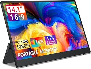 Dopesplay Portable Monitor 14.1'' FHD 1080P Laptop Monitor USB-C HDMI Travel Monitor for Laptop, Ultra-Slim IPS HDR Display w/Speakers, External Monitor for PC Phone Mac Xbox PS5/4 Switch