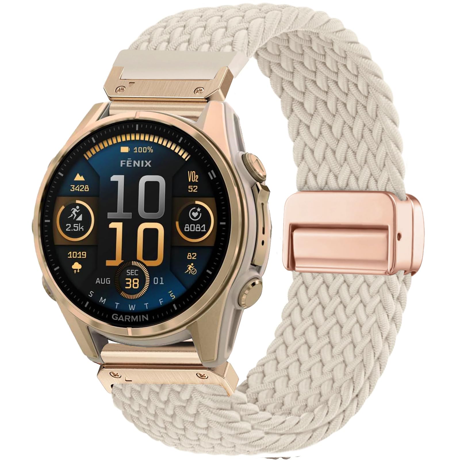 Quickfit Braided Bracelet Replacement for 20 mm Garmin Fenix 7S/Fenix 6S/Fenix 5S/Fenix 8 43 mm/epix Pro 42 mm, Loop Magnetic Stretchy Nylon Fabric Strap for Garmin 7S Solar/6S Pro/5S Plus-image-36
