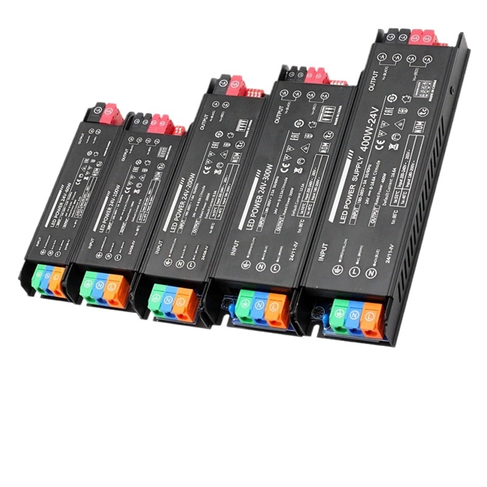 Trasformatore di illuminazione a LED Ultra-sottile AC100-265V a DC 12V 24V 60W 100W 200W 300W 400W driver tensione regolabile(60W AC100-265V,DC 24V)