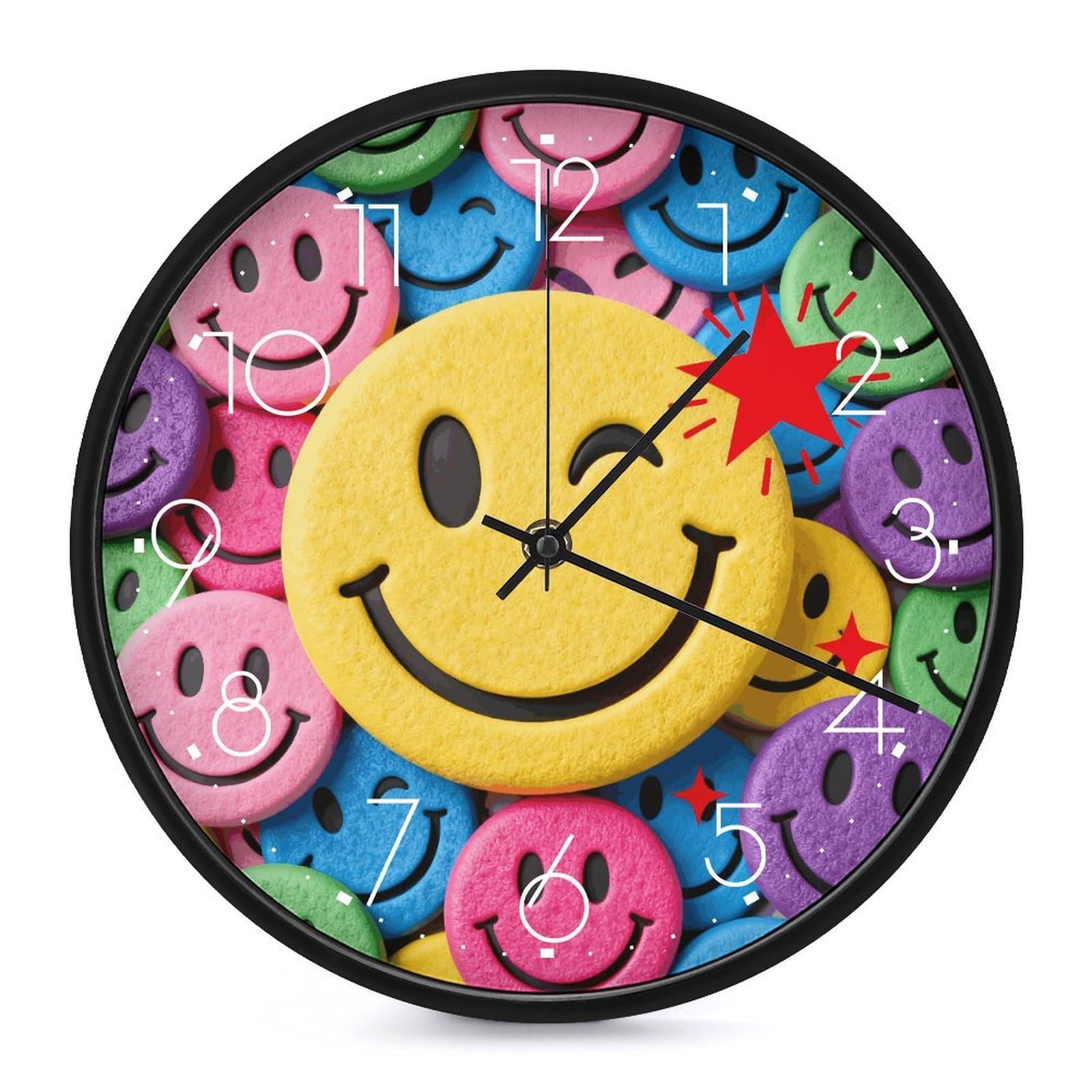 Horloge murale jaune et silencieuse sans tic-tac pour décoration