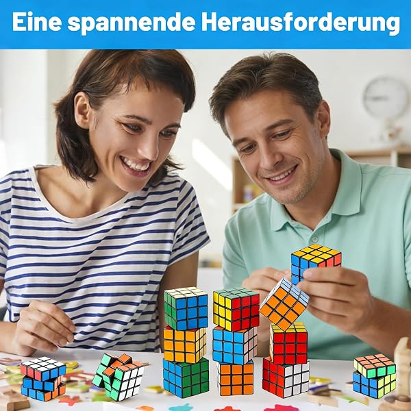 Mini Zauberwürfel, Rubiks Cube 3x3 Set mit 12 Stück, Kompaktes Design für Unterwegs, Ideal für Puzzle-Liebhaber und Gedächtnistraining - 5