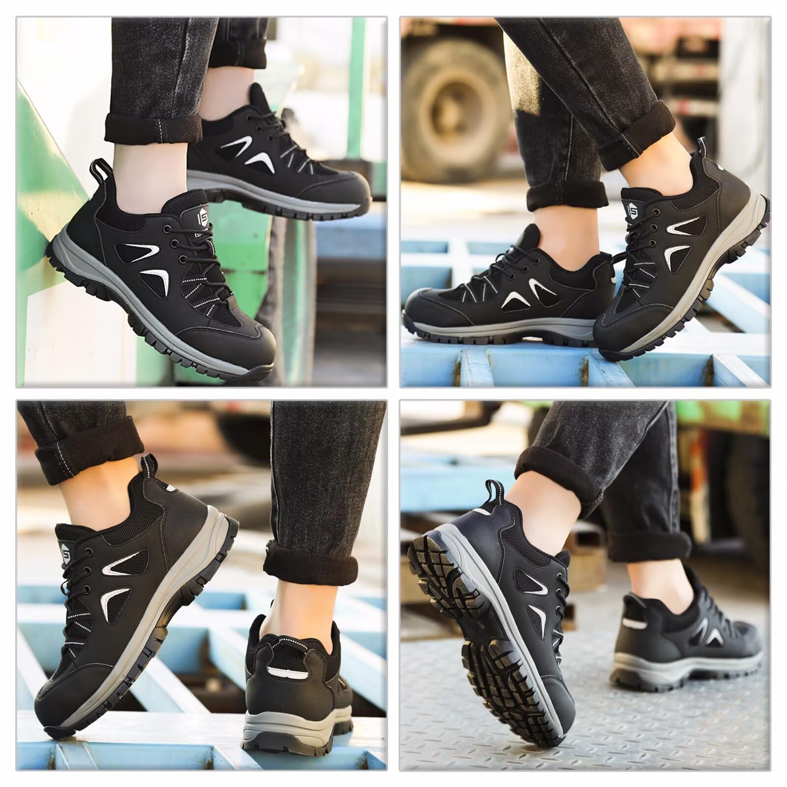 Zapatos de Seguridad Hombre Mujer Calzado de Trabajo Ligeros Antideslizante Zapatillas de Seguridad con Punta de Acero