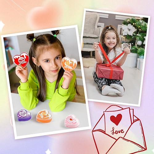 Miniatura 6 de 24 corazones de limo de San Valentín con tarjetas para niños, regalo de San Valentín, intercambio de clases, recuerdos de fiesta para niños, niñas y