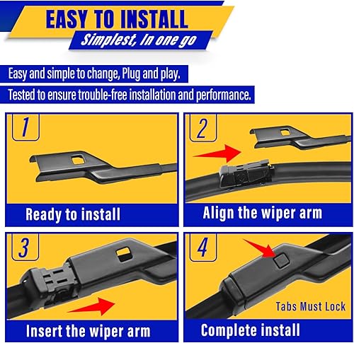 Miniatura 8 de 3 limpiaparabrisas de repuesto para jeep renegade 2015-2020, repuesto de equipo original, 22 pulgadas, 20 pulgadas, 11 pulgadas (juego de 3) bloqueo