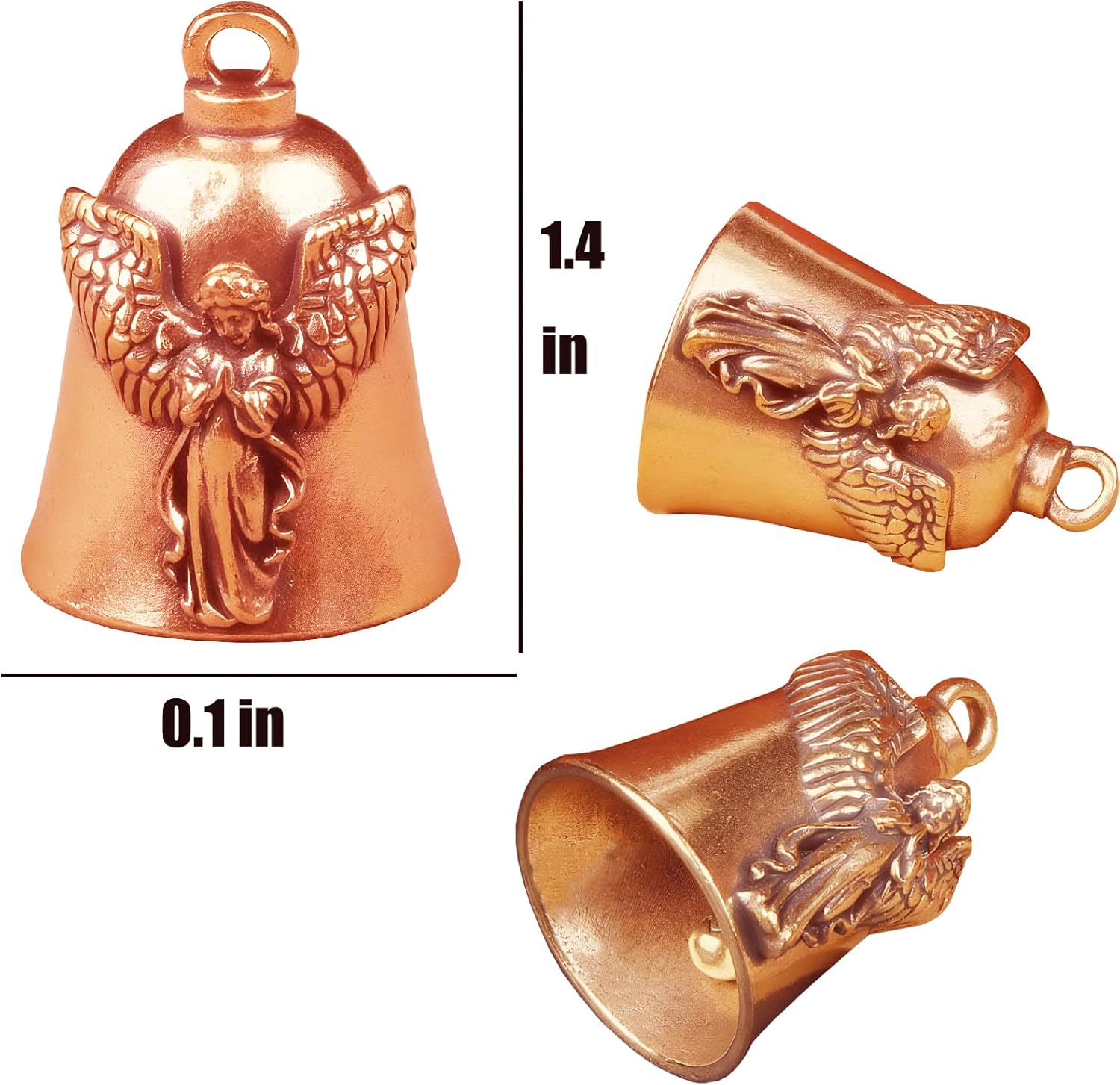 Solid Brass Guardian Angel Motorcycle Bell with Angel Praying Wings Design for Biker Ride Safe Good Luck & Protection – Gremlin Bell Keychain Gift for Riders Men Women - Image 4