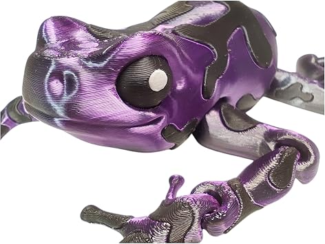 Poison Dart Frog Figurine - 3D Printed Articulated Desktop Decoration, sensory toy, frog decoration, educational display Shiny Purple/Black