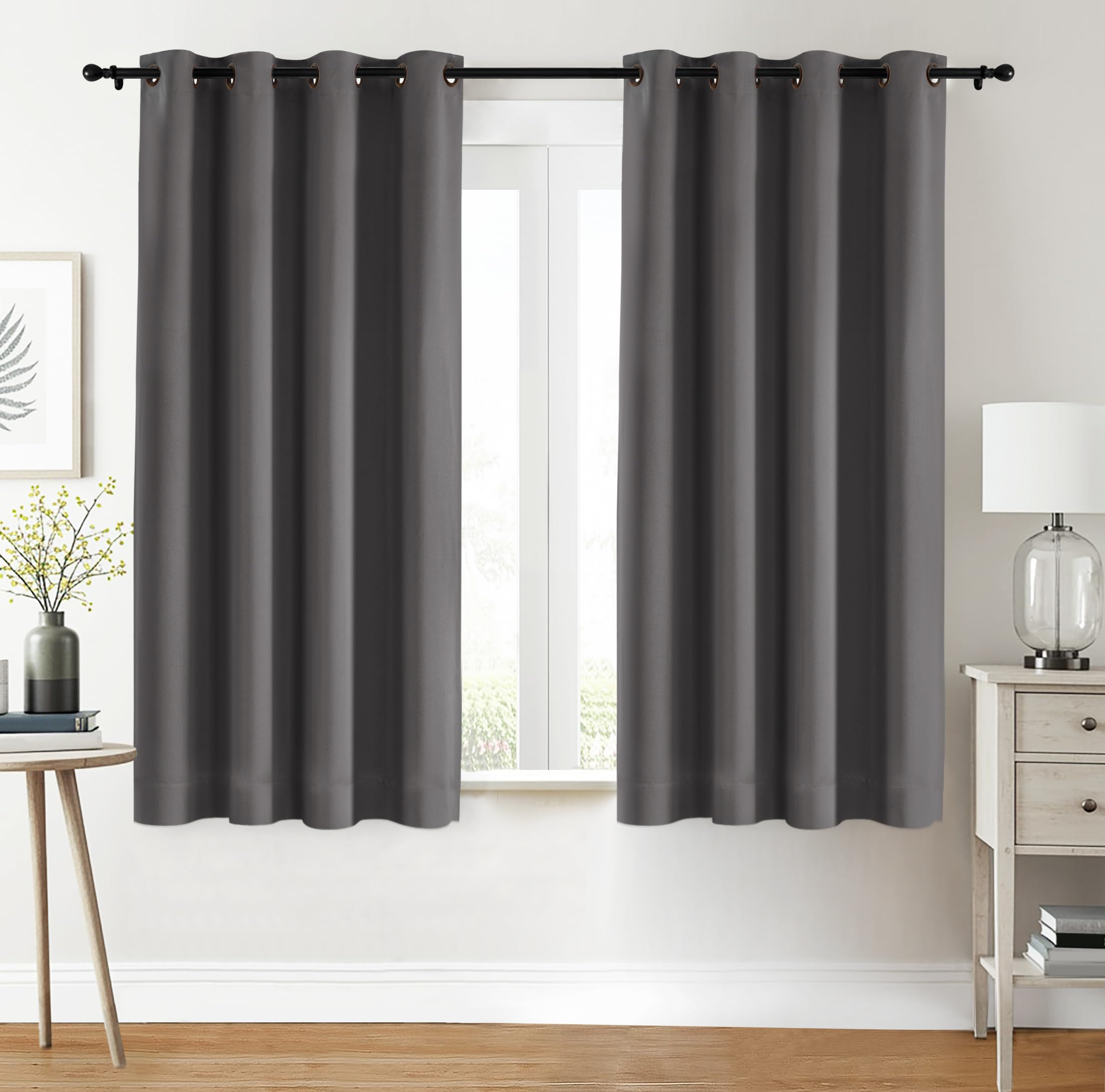Utopia Bedding Opacas Cortinas Salon Modernas 2 Piezas 117x137 cm, Gris - Cortinas Térmicas Aislantes Frío Calor y para Dormitorio, Salón y Cocina con Ojales