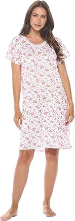 Casual Nights Womens Super Soft Yummy Nightshirt, Short Sleeve Nightgown, Night Dress with Fun Prints & Patterns