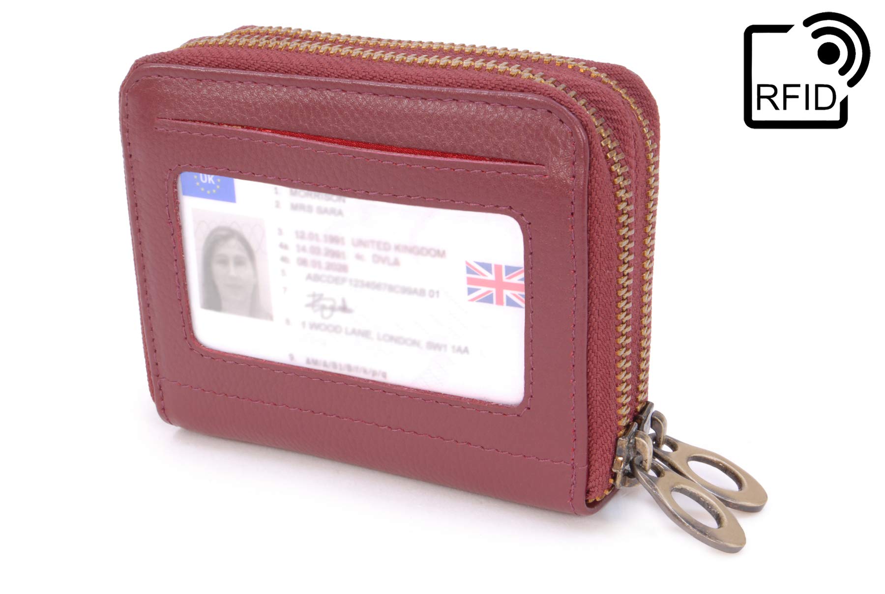 Catwalk Collection Handbags - Portafoglio Pelle - Porta Carte Donna - Borsellino - Protezione RFID - Piccolo/Medio - Isla - Rosso