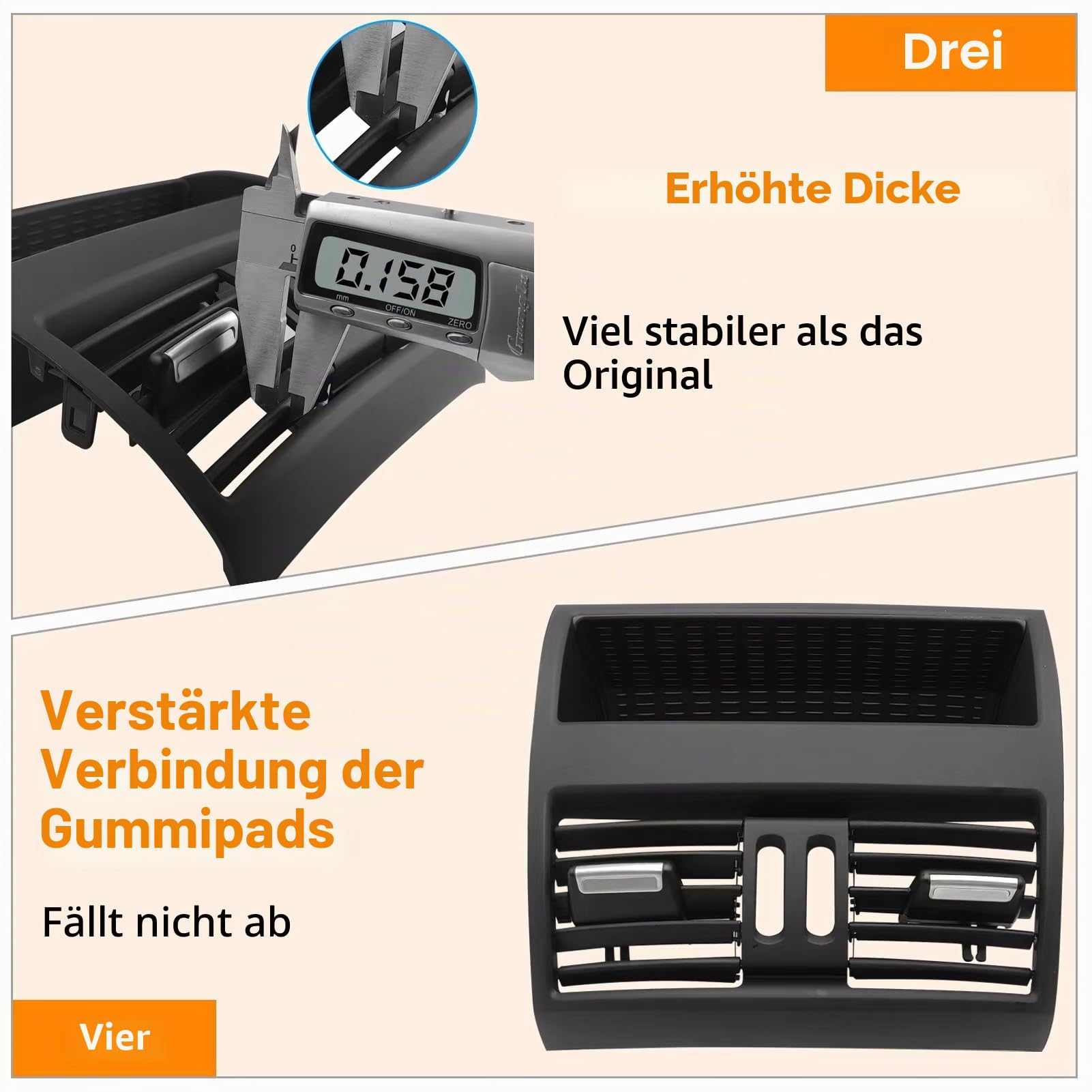 Lüftungsgitter Klimaanlage Kompatibel mit bmw 5er F10 F11 Lüftungsgitter Hinten F10 F11 520 523 525 528 530 535 550 2010-2016 (Model C)