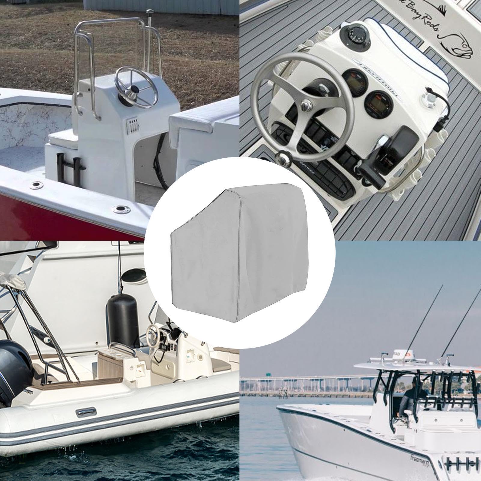 Copertura Protettiva Per Console Centrale di Barca in Tela di Poliestere 600D di Grado Marino, Resistente Alle Intemperie, Impermeabile, Grigio
