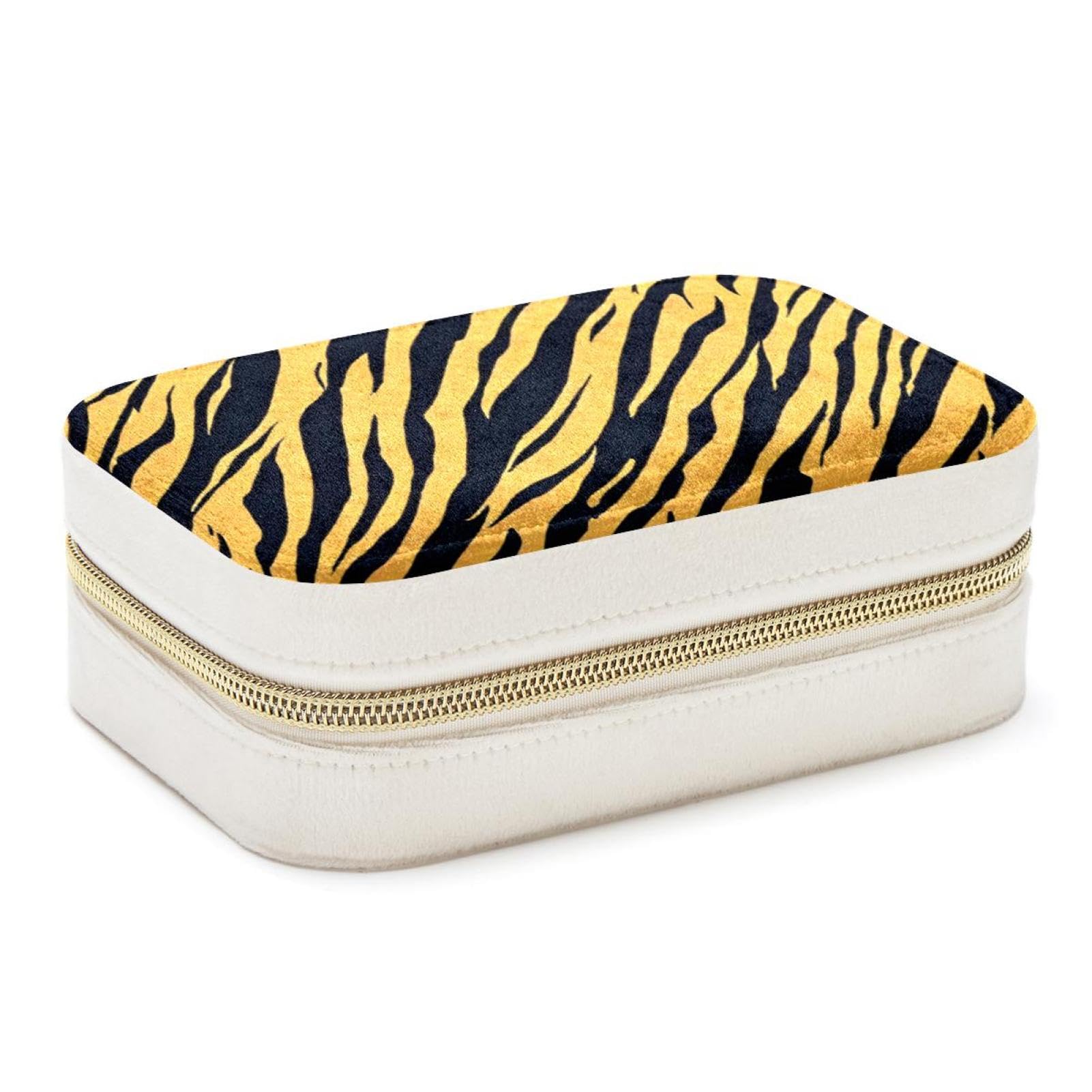 Boîte à bijoux zébrée orange : coffret de rangement compact