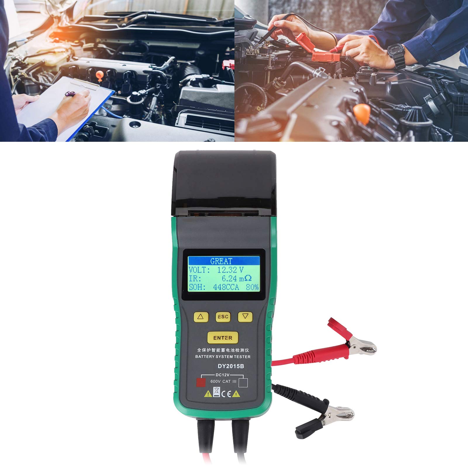 Tester akumulatorów samochodowych 12 V z drukarką Profesjonalny analizator akumulatorów samochodowych Sprzęt diagnostyczny dla warsztatów samochodowych Mechanicy ABS Lekka,