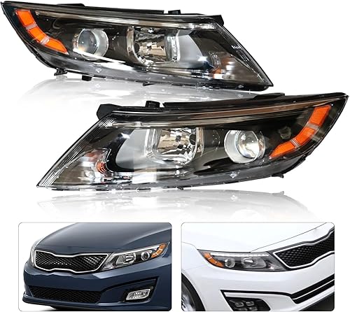 Miniatura 7 de Para 2014 2015 Kia Optima Faros Halógenos Izquierdo del lado del conductor Proyector Negro Carcasa sin DRL (Solo para el modelo estadounidense)