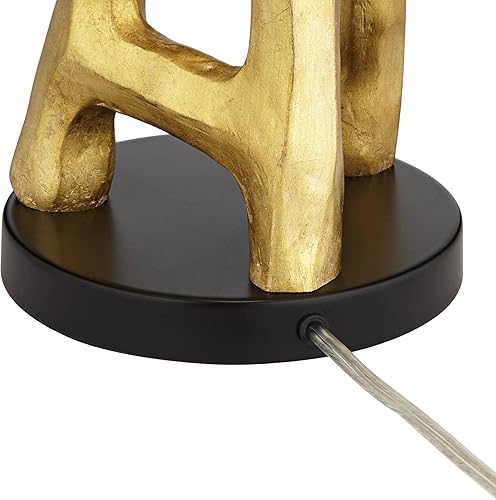 Miniatura 7 de Possini Euro Design Escultura orgánica de 29 pulgadas de alto, moderna lámpara de mesa auxiliar de lujo, acabado dorado, tela única, pantalla