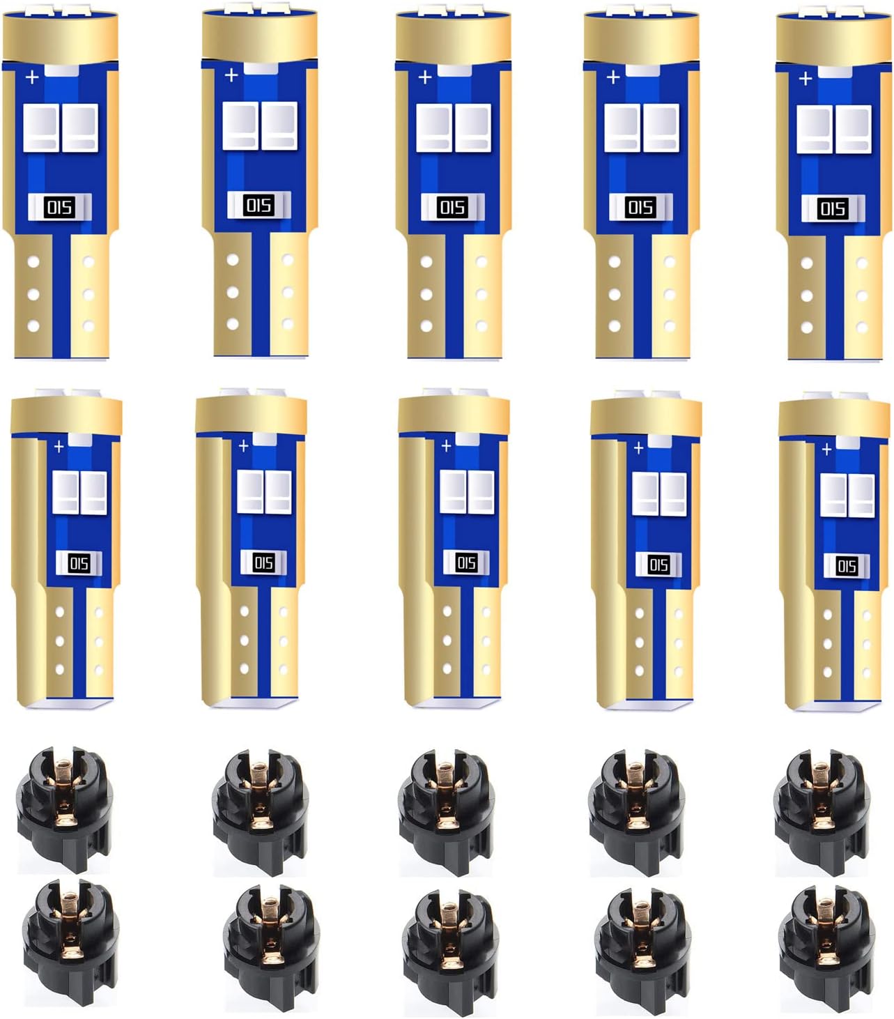 T5 Led Bulb,2721 37 74 PC74 6SMD Bright Blue Canbus Dash Dashboard LED Lights,Wedge Lamp Twist Sockets Instrument Panel Cluster Replacement 10pcs