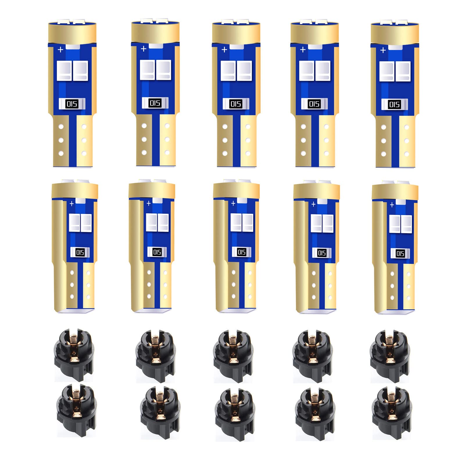 T5 Led Bulb,2721 37 74 PC74 6SMD Bright Blue Canbus Dash Dashboard LED Lights,Wedge Lamp Twist Sockets Instrument Panel Cluster Replacement 10pcs