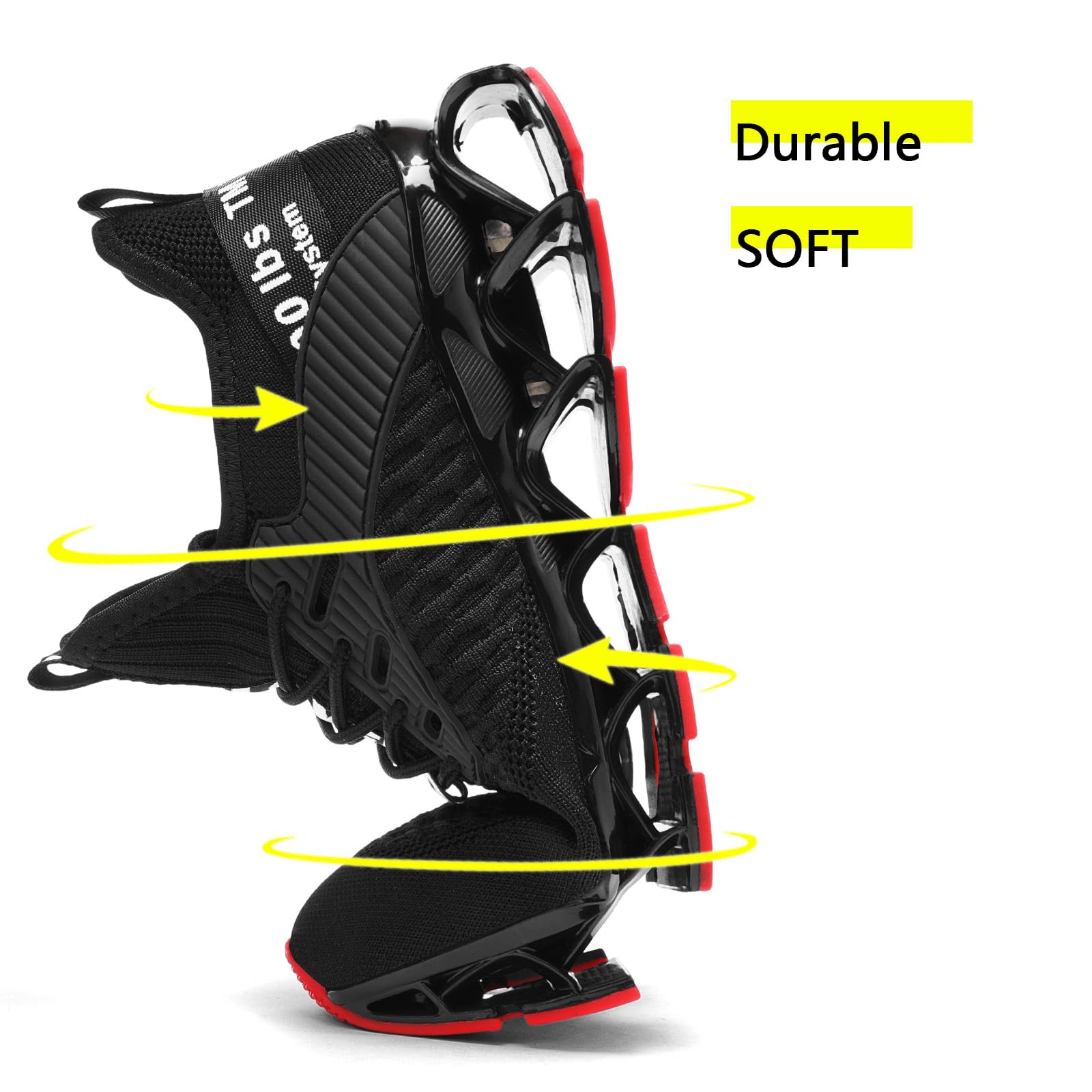 Vooncosir Women's Running Shoes, Fashion Non-Slip Blade Sneakers, Comfortable Work Tennis Walking Sport Athletic Shoes, Black/Red, 5 US