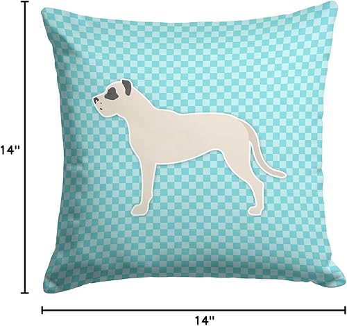 Miniatura 5 de Caroline's Treasures BB3767PW1414 Dogo Argentino - Almohada decorativa de tela azul de ajedrez, 100% lavable a máquina, almohada decorativa para