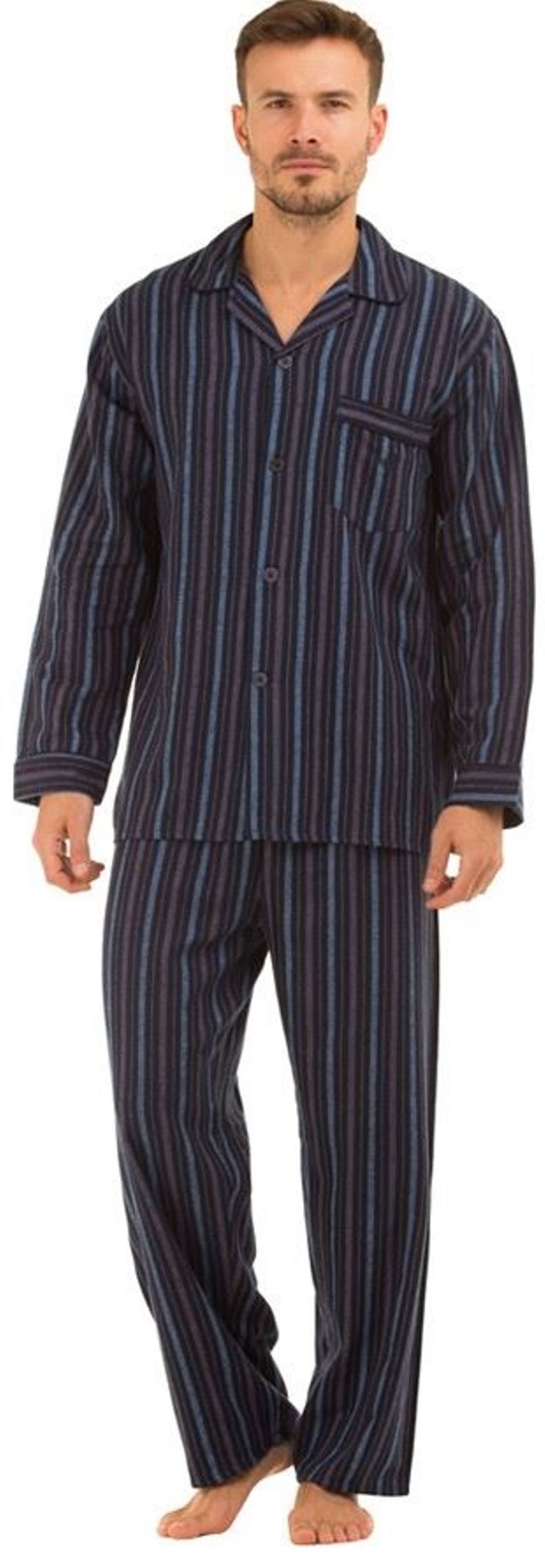 Undercover Blue/Navy/Grey Stripe Haigman Brushed 100% Cotton Pyjamas 7493 2XL