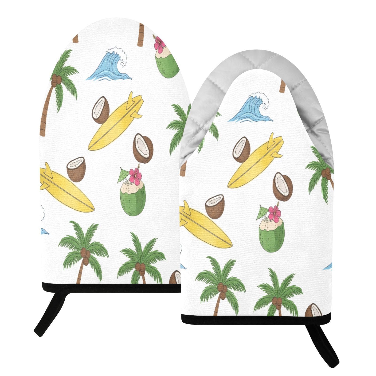 BURSTDDY Tropical Coconut Oven Mitt,Heat Resistant Kitchen Mitts for Cooking