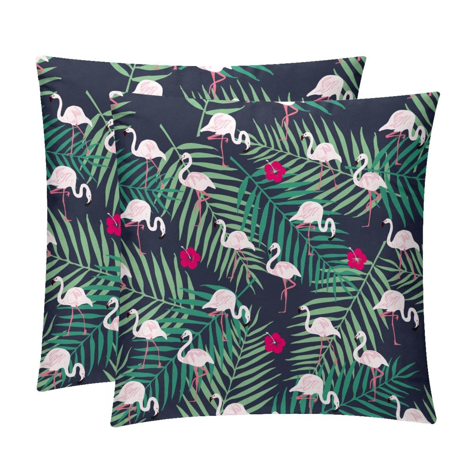 TDGKPZ Flamingo Leaves Throw Pillow Covers 2 Pack Cushion Cases Decorative Pillow Cases Home Decor 45x45cm