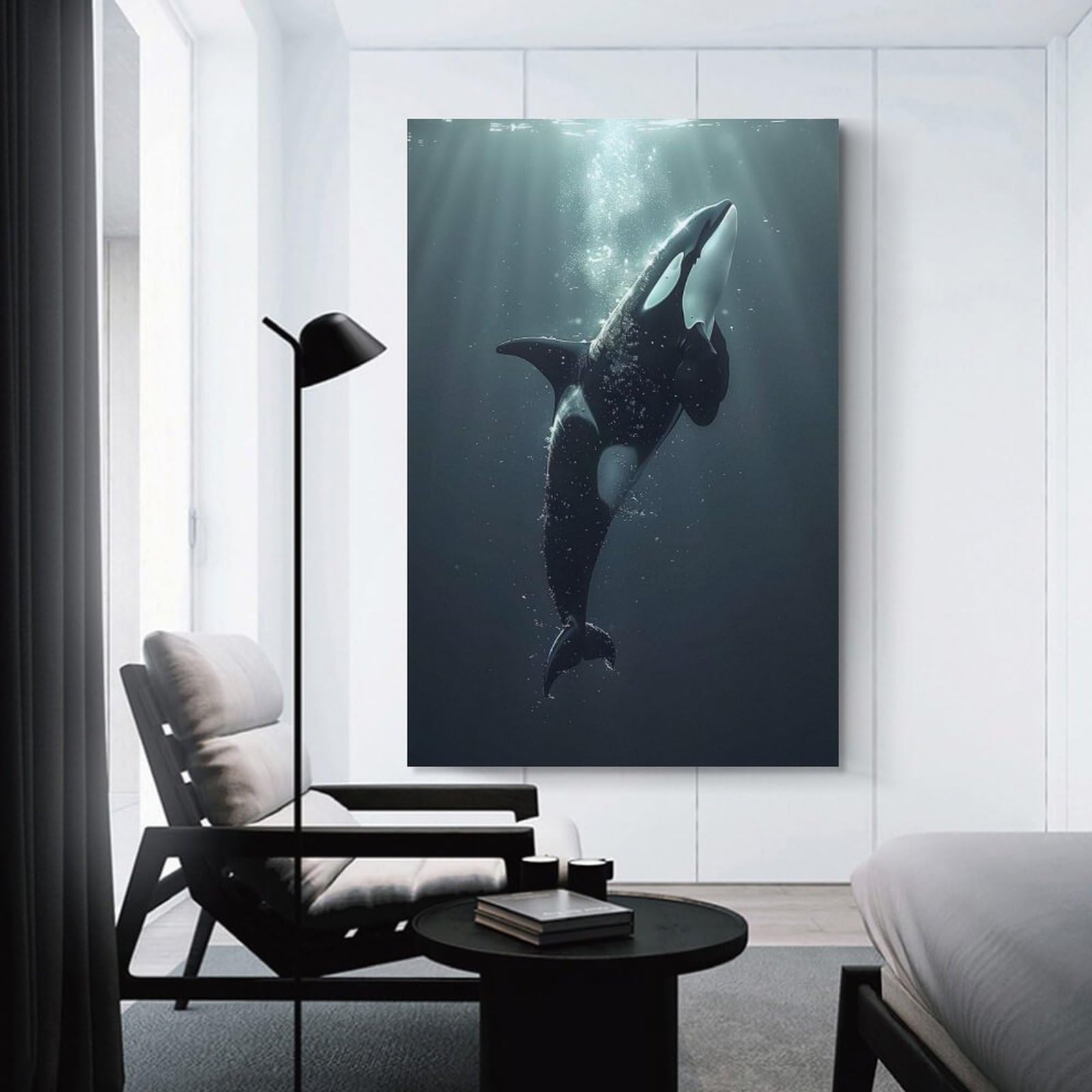 Junmoney Unframe-Style-6 Canvas Art Print Ocean Orca Whale Killer, 20X30inch(50X75cm), For Office, Study Or Home Workspace, Wall Art That Adds Style To Work Areas