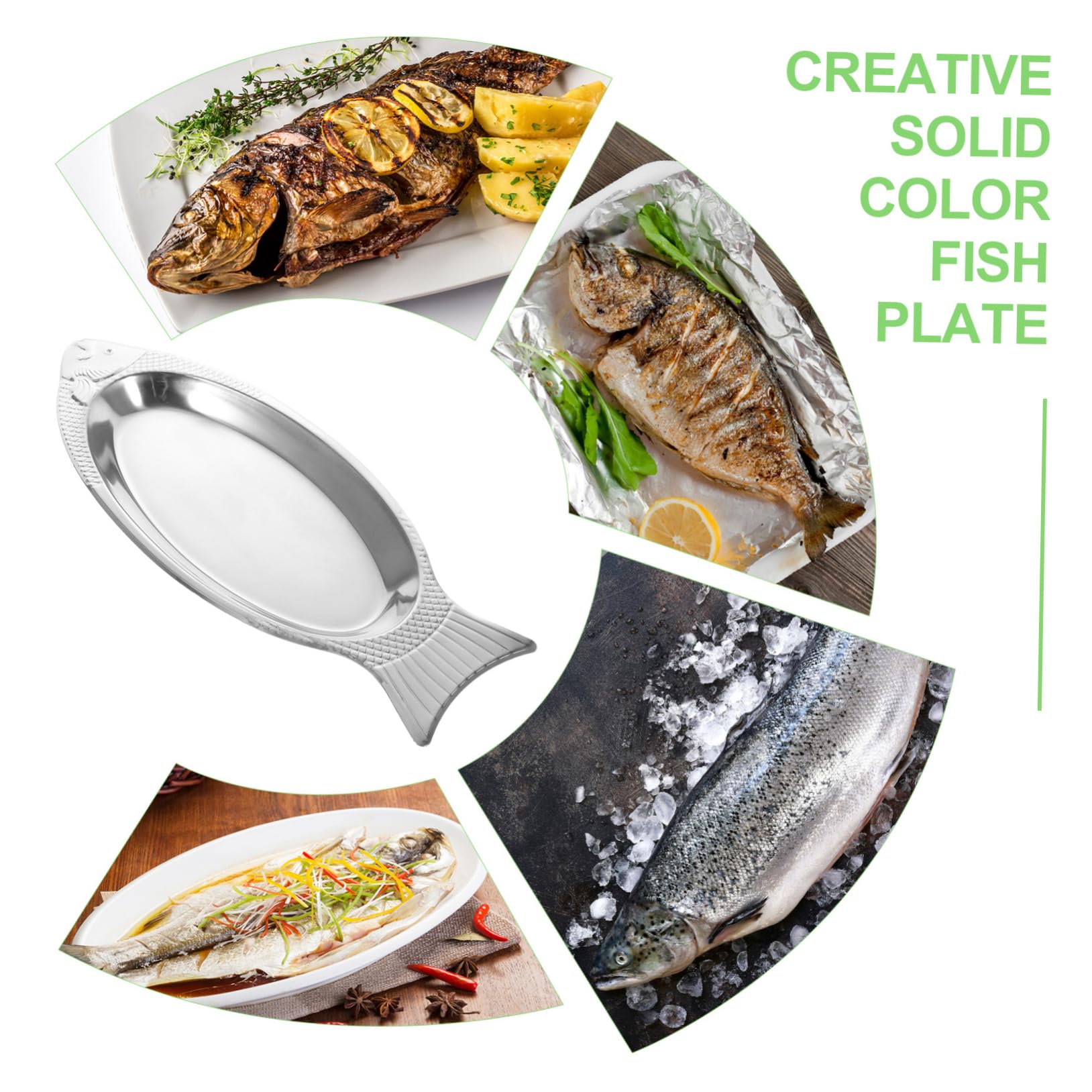 MUCKLILY 1Pc Fish Shaped Stainless Steel Dish Decorative Fish Tray for Steaming Serving Ergonomic Design for Household Use