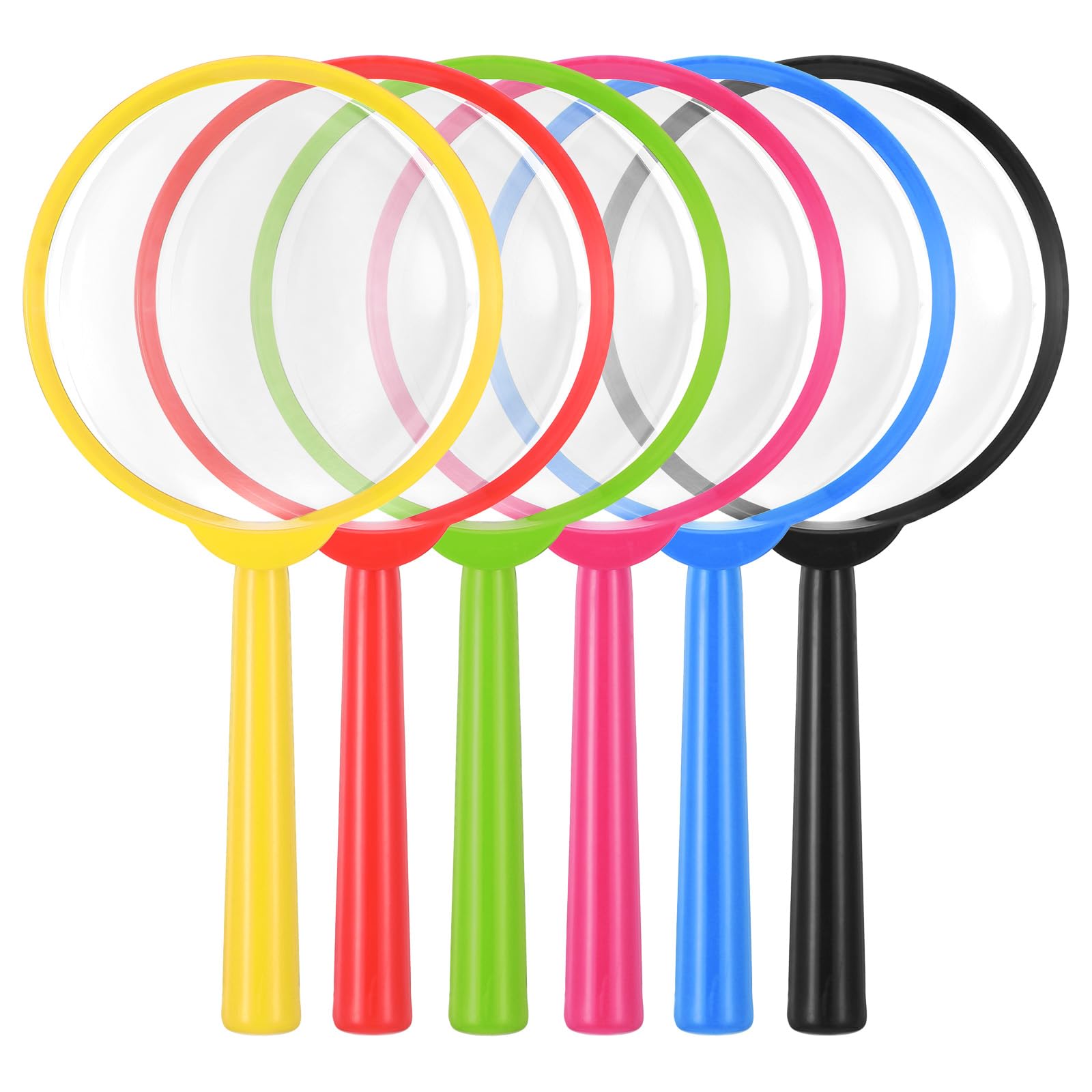 KFHENSOMR 6Pcs Magnifying Glasses Plastic Magnifier Colorful Hand Lens 5X Mini Magnifying Glass for Science Class Reading Outdoor Observation Party Favor (6 Colors)