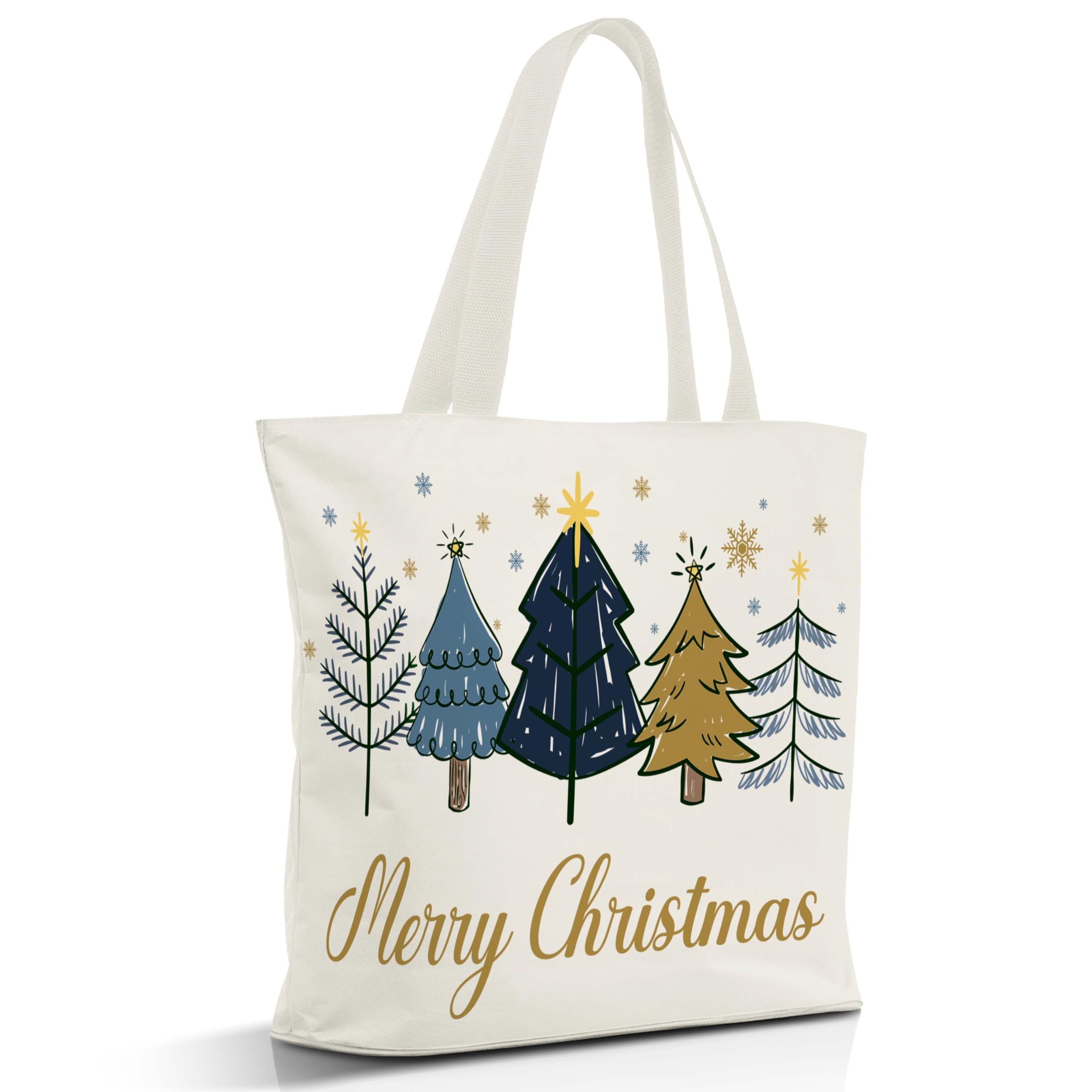 Nuhany Christmas Canvas Tote Bags for Women, Christmas Bags for Gifts, Reusable Merry Christmas Tree Grocery Shopping Bags, Christmas Winter Party