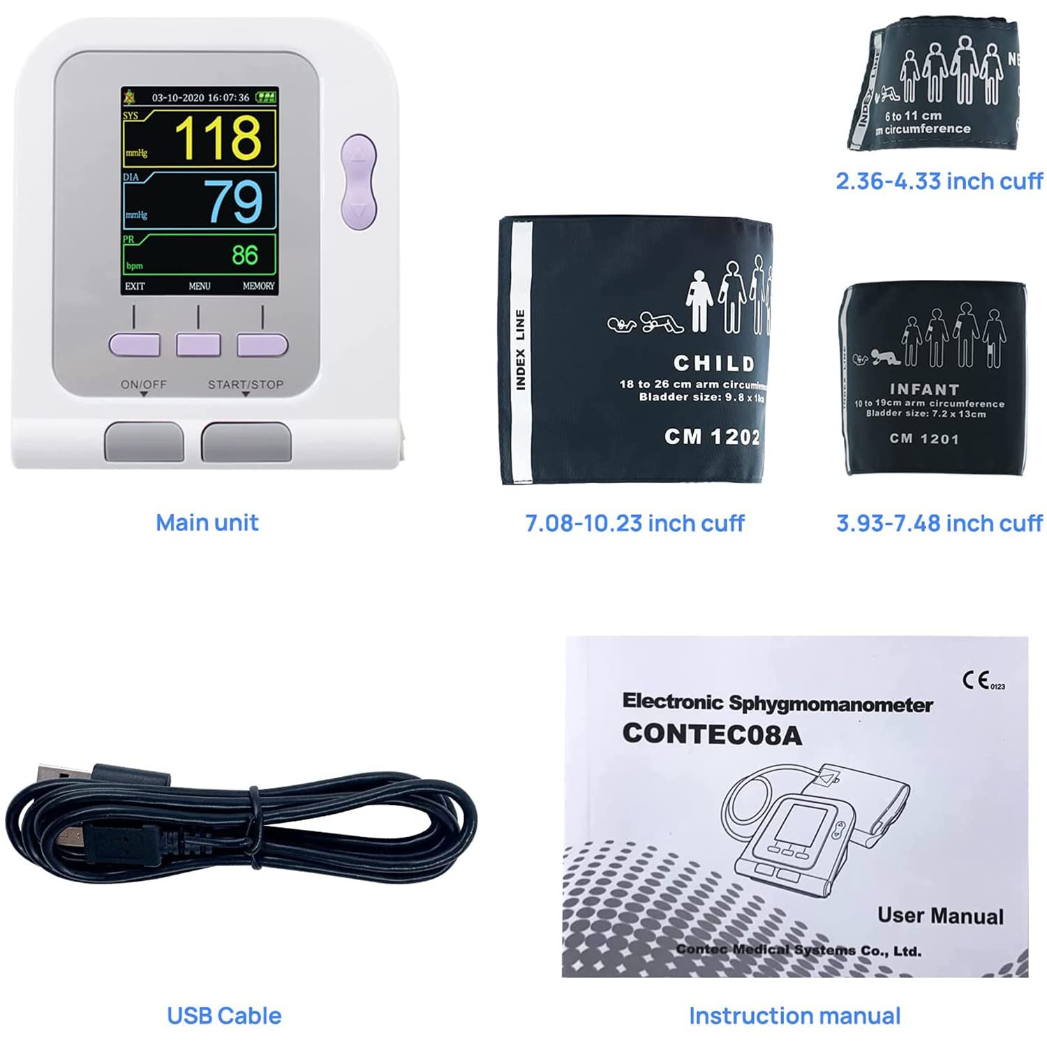 Sfigmomanometro automatico per animali con display LCD, include 3 polsini (6-11 cm, 10-19 cm, 18-26 cm) - Macchina veterinaria BP