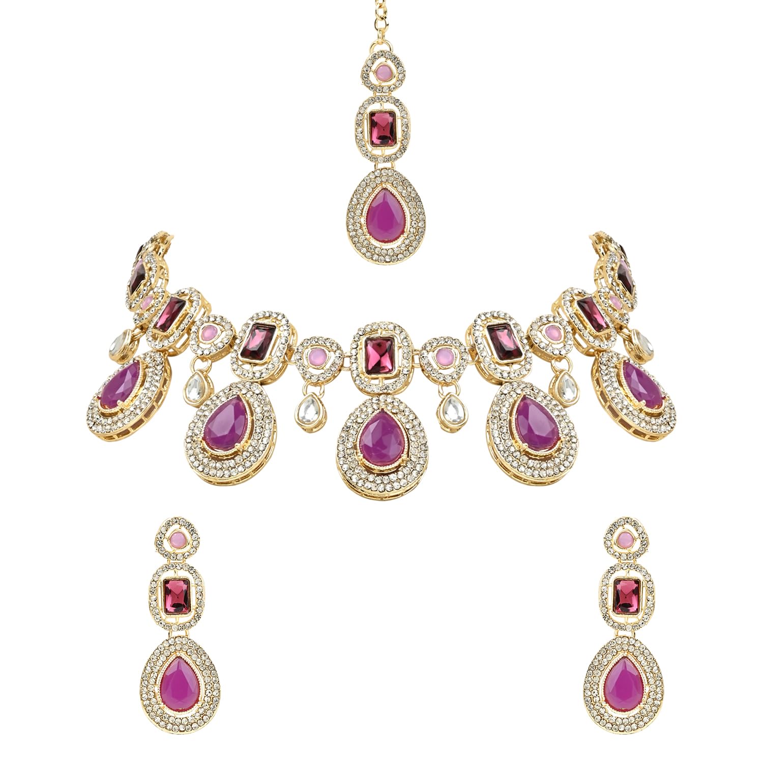 I Jewels Gold Plated Traditional Kundan & Stone Choker Necklace Jewellery With Earrings & Maang Tikka Set for Women/Girls (IJ379Mh) (B0D1QTKXHP) Amazon Price History, Amazon Price Tracker