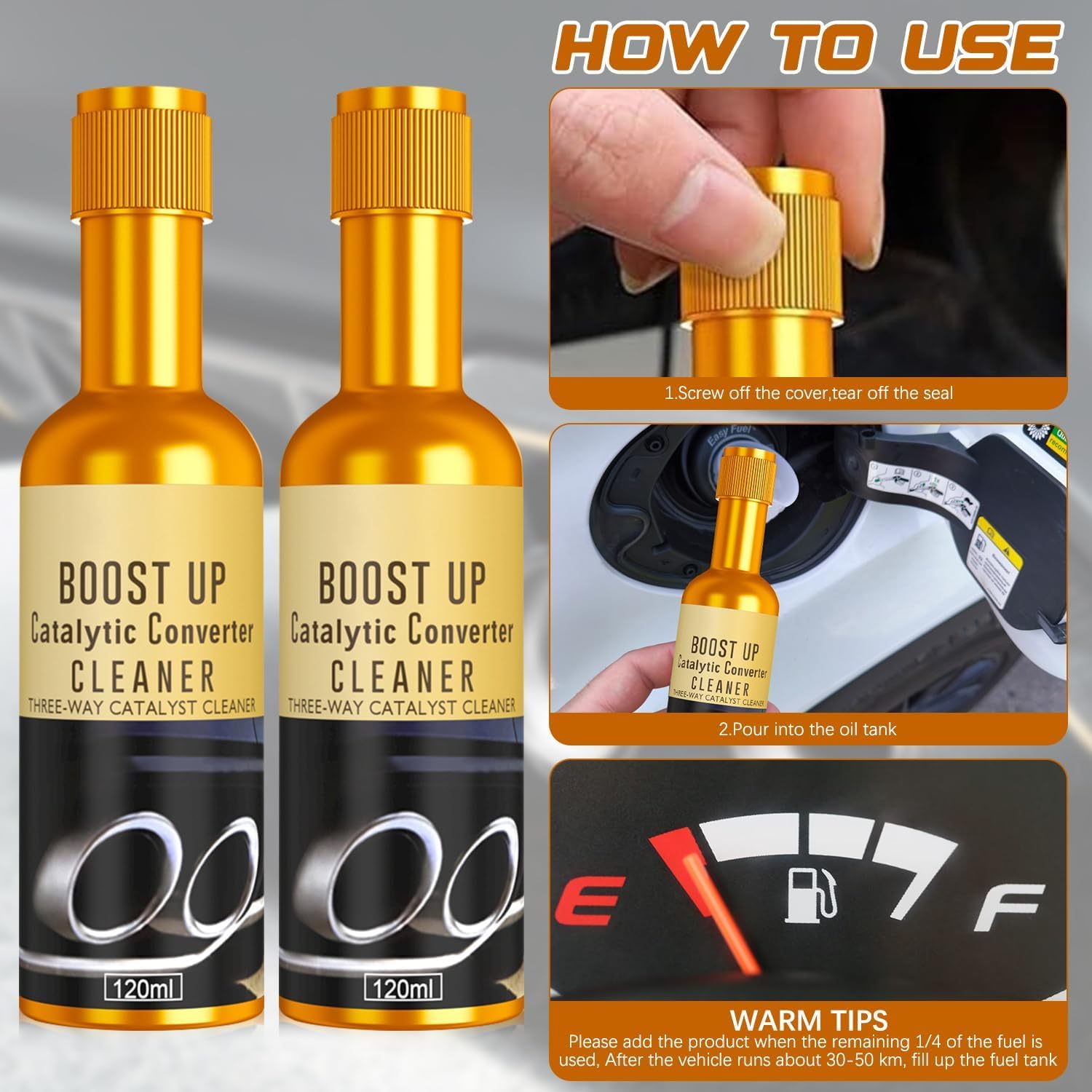 3Pcs Catalytic Converter Cleaner Kit, Boost up Catalytic Convertor Cleaner, Exhaust System Pipe Carbon Removal Cleaner Treatment Additive Oil, Fuel System Treatment Oil Additive — view 7