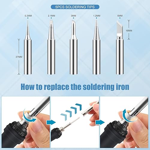 Miniatura 6 de ANBES Kit de soldador, kit de pistola de soldadura digital LCD de calentamiento rápido de 90 W 110 V con calentador de cerámica, kit de soldadura de